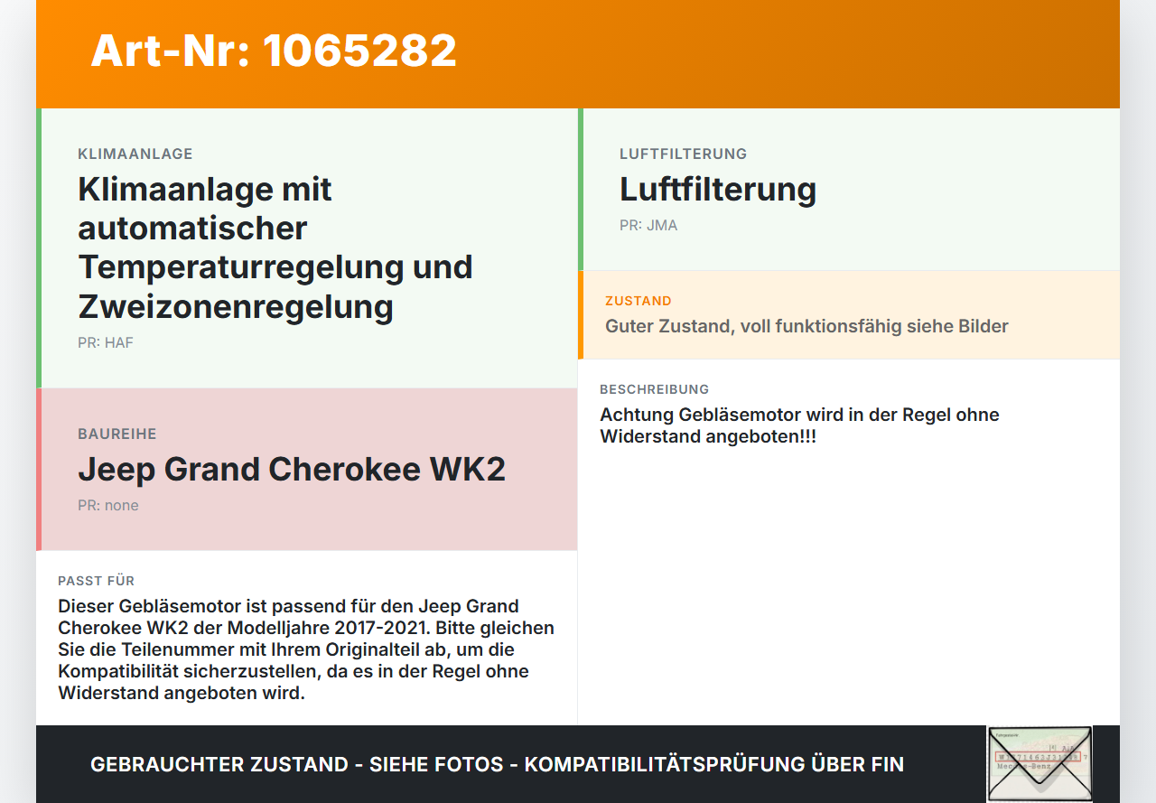 Jeep Grand Cherokee WK2 17-21 Gebläsemotor Lüftermotor Heizungsgebläse Jeep Grand Cherokee WK2 17-21 16.09.2016... Vorschau 3