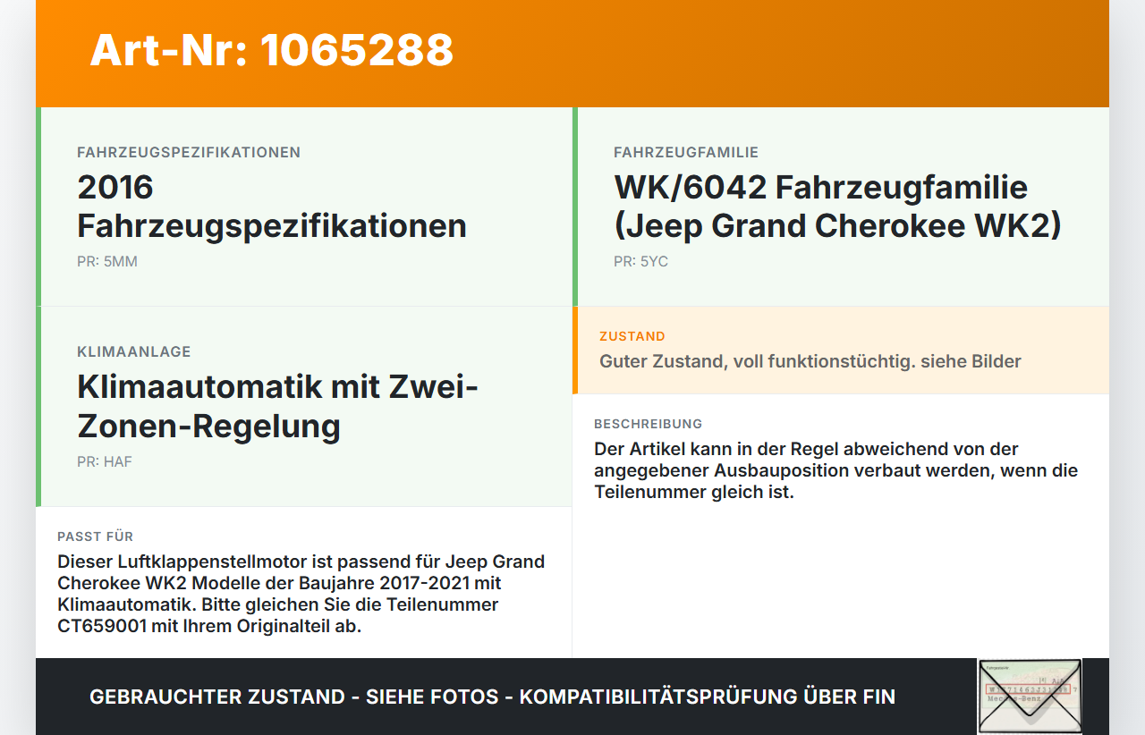 Jeep Grand Cherokee WK2 17-21 Luftklappenstellmotor Stellmotor Jeep Grand Cherokee WK2 17-21 16.09.2016 545250008... Vorschau 3