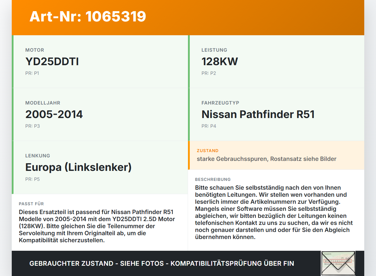 Nissan Pathfinder R51 05-14 2,5D 128KW Servo Schlauch Servoleitung Nissan Pathfinder R51 05-14 12.08.2005 gebraucht Vorschau 3