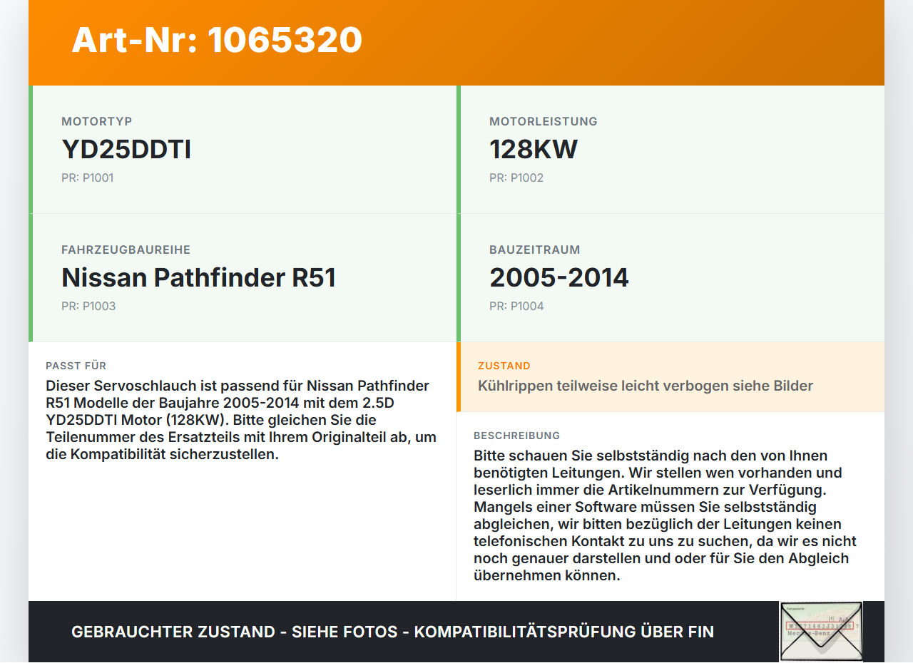 Nissan Pathfinder R51 05-14 2,5D 128KW Servo Schlauch Servoleitung Nissan Pathfinder R51 05-14 12.08.2005 gebraucht Vorschau 3