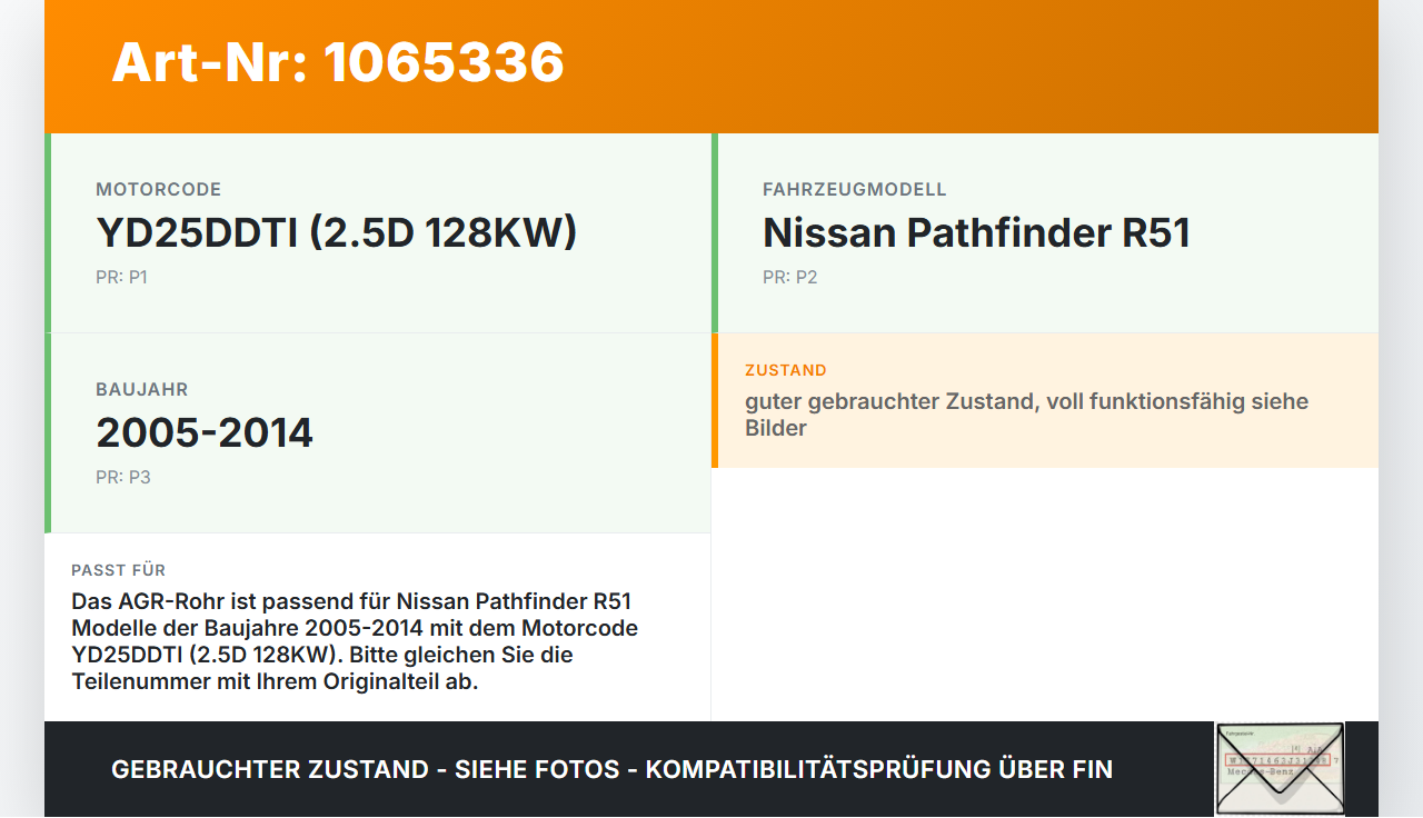 Nissan Pathfinder R51 05-14 2,5D 128KW Abgasleitung AGR Rohr Leitung Nissan Pathfinder R51 05-14 12.08.2005 gebraucht Vorschau 3