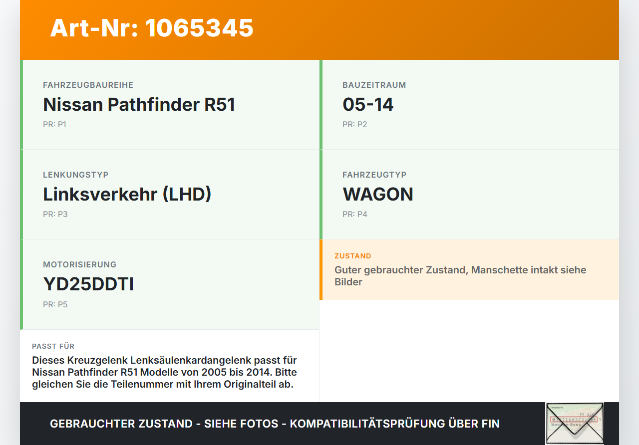 Nissan Pathfinder R51 05-14 Lenkungsteil Kreuzgelenk Lenksäulenkardangelenk Nissan Pathfinder R51 05-14 12.08.2005... Vorschau 3
