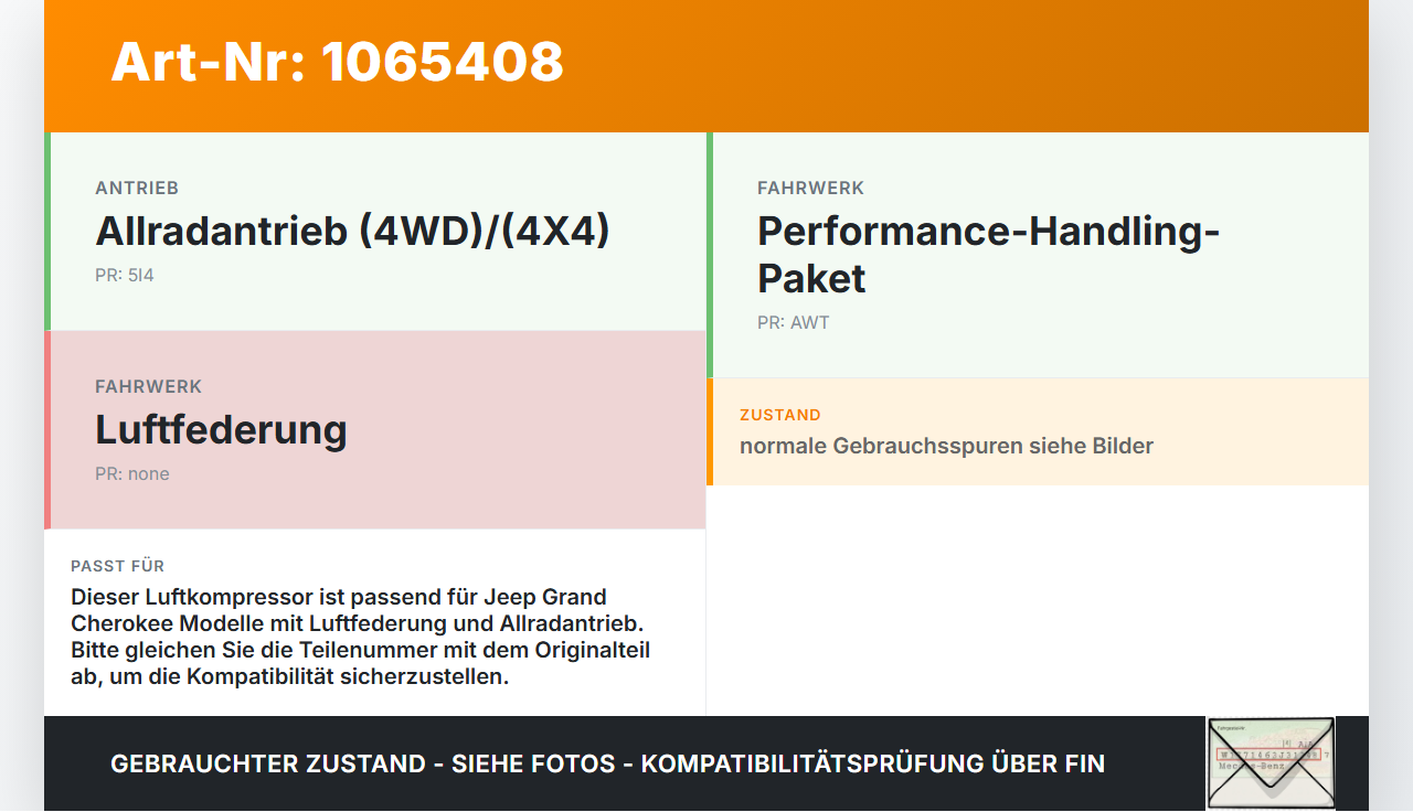 Jeep Grand Cherokee WK2 17-21 Luftpumpe Federung Luftkompressor Fahrwerkskompressor Jeep Grand Cherokee WK2 17-21... Vorschau 3