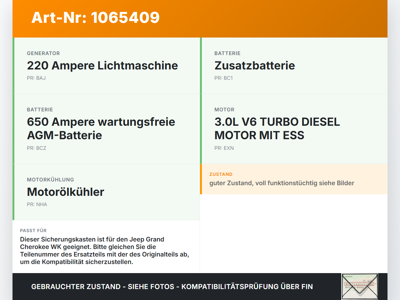 Jeep Grand Cherokee WK2 17-21 Sicherungskasten Sicherungshalter Stromverteiler Pluspol Jeep Grand Cherokee WK2... Vorschau 3