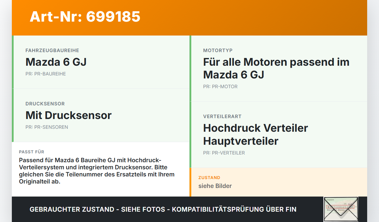 Mazda 6 GJ 15-18 2,2 129KW Verteilerrohr für Hochdruck Verteiler Hauptverteiler mit Drucksensor Mazda 6 GJ 15-18... Vorschau 3