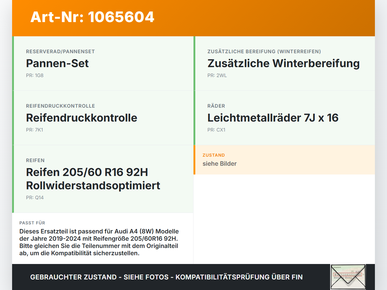 Audi A4 8W 19-24 2 x Reifen Winterreifen GOODRIDE 205/60R16 92 H Audi A4 8W 19-24 27.01.2020 gebraucht Vorschau 3