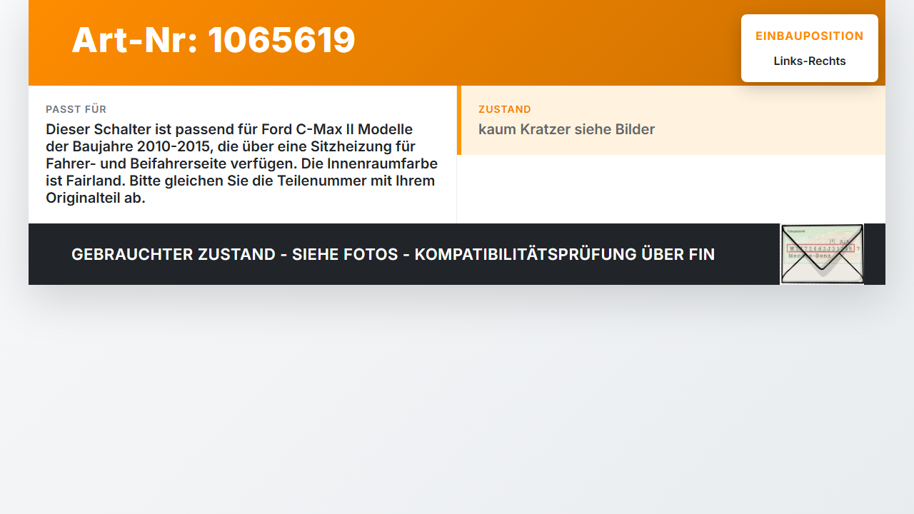 Ford C-max II 10-15 Schalter Regler für Sitzheizung Rechts und Links Ford C-max II 10-15 13.02.2012 gebraucht Vorschau 3