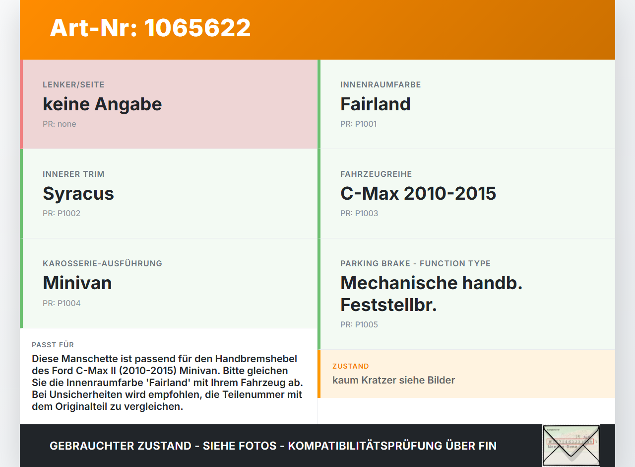 Ford C-max II 10-15 2,0 120KW Manschette Sack für Handbremshebel Ford C-max II 10-15 13.02.2012 AM51-R044L49-AGW... Vorschau 3