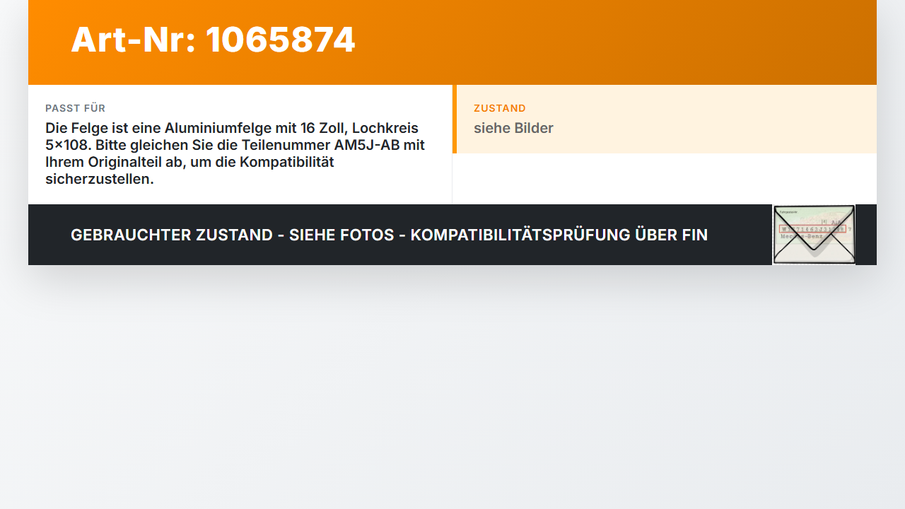 Ford C-max II 10-15 1 x Felge Aluminiumfelge 16 Zoll 5X108 Ford C-max II 10-15 13.02.2012 AM5J-AB gebraucht Vorschau 3