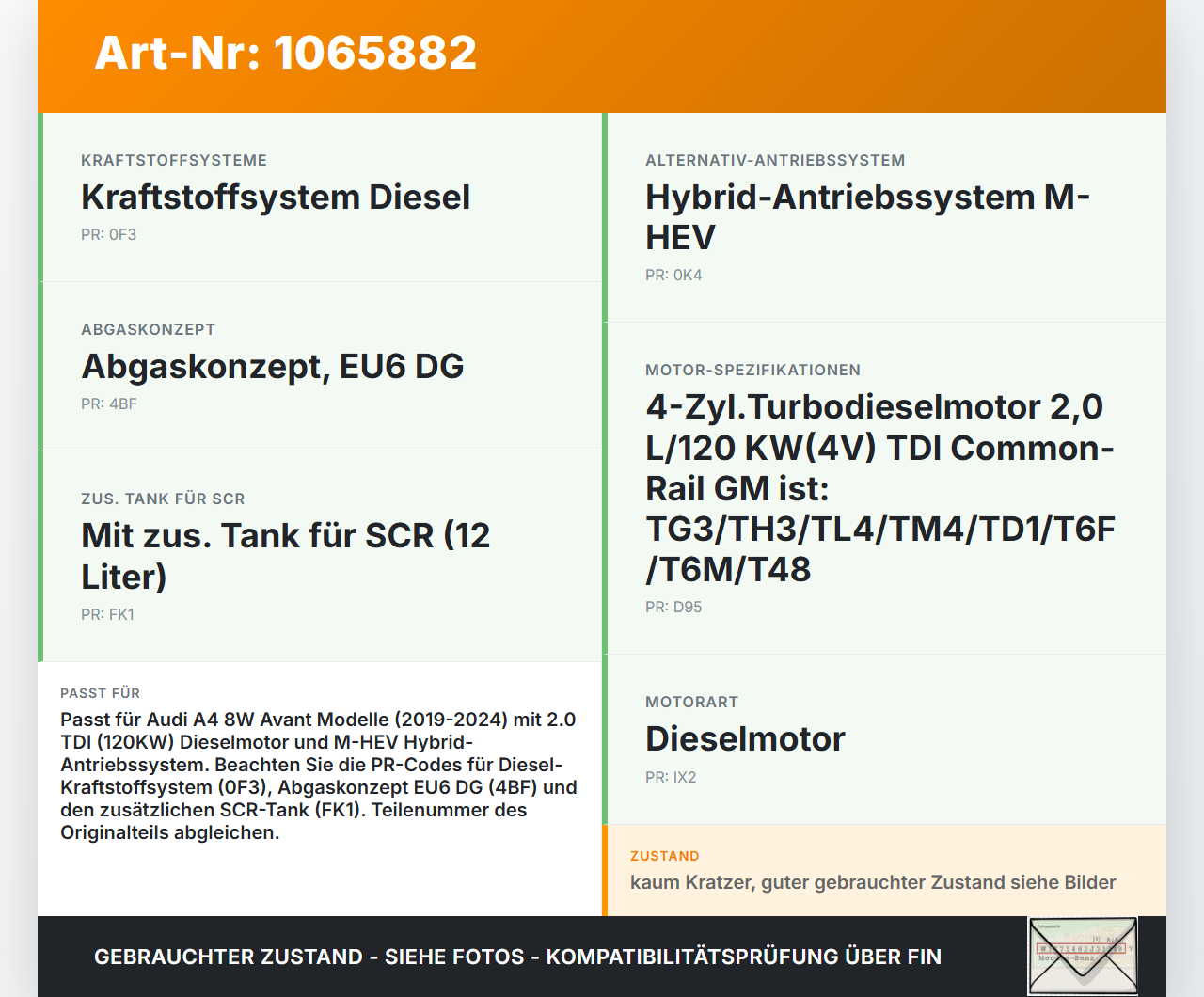 Audi A4 8W 19-24 TDI 2,0 120KW Additiv Tank Behälter Audi A4 8W 19-24 27.01.2020 8W0131878BN 4067439AE 4067410AD... Vorschau 3