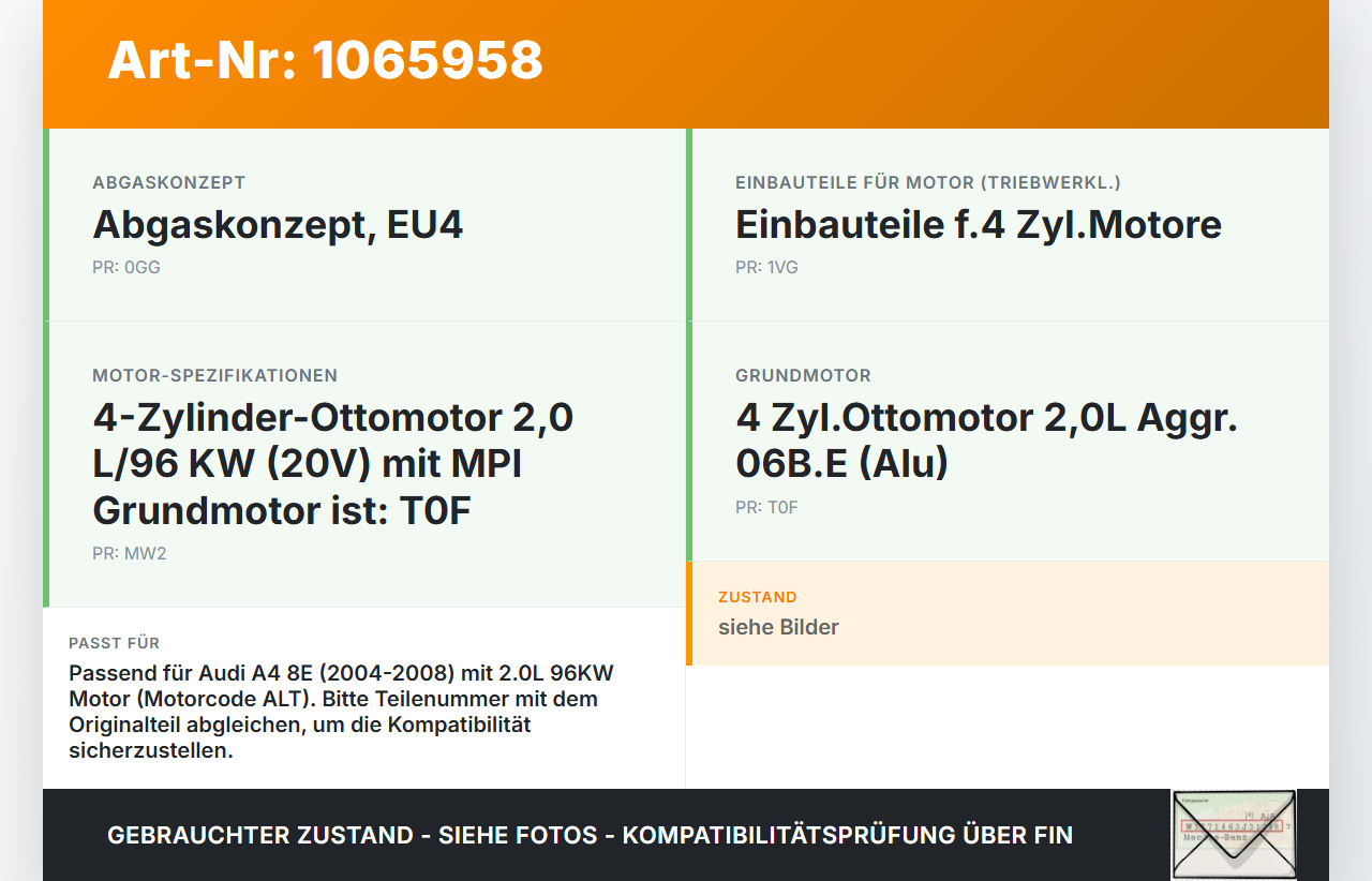 Audi A4 8E 04-08 2,0 96KW Platte Stirnplatte Gehäuse für Motor Motorblock Audi A4 8E 04-08 12.09.2005 gebraucht Vorschau 3