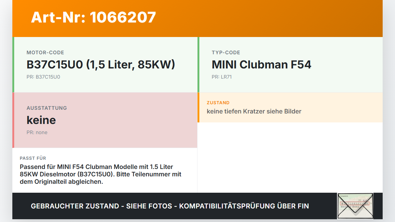 MINI F54  Clubman 15-19 1,5 85KW B37C15U0 Abdeckung für Motor Deckel Motorabdeckung MINI F54  Clubman 15-19... Vorschau 3