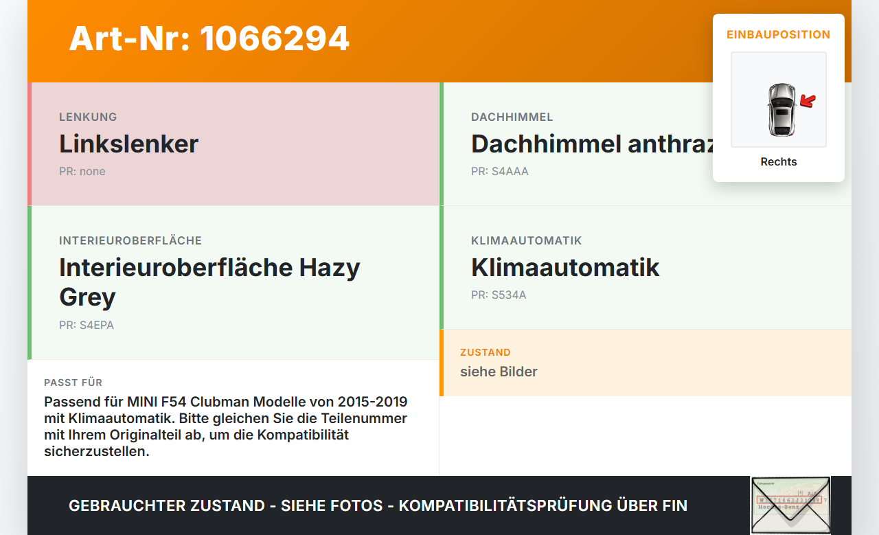 MINI F54  Clubman 15-19 Luftdusche Luftdüse Rechts Mitte MINI F54  Clubman 15-19 19.05.2017 gebraucht Vorschau 3