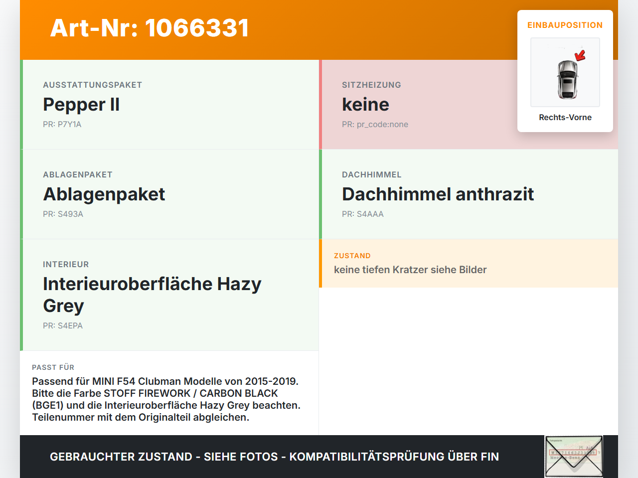MINI F54  Clubman 15-19 Blende für Armaturenbrett Abdeckung Rechts Mitte Vorne MINI F54  Clubman 15-19 19.05.2017... Vorschau 3