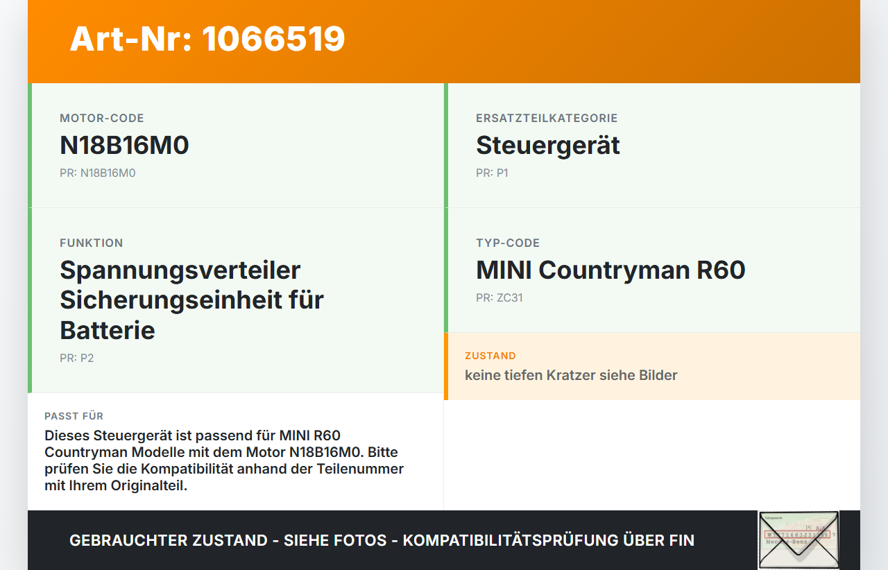 MINI Countryman R60 10-14 Steuergerät SG Spannungsverteiler Sicherungseinheit für Batterie MINI Countryman R60... Vorschau 3