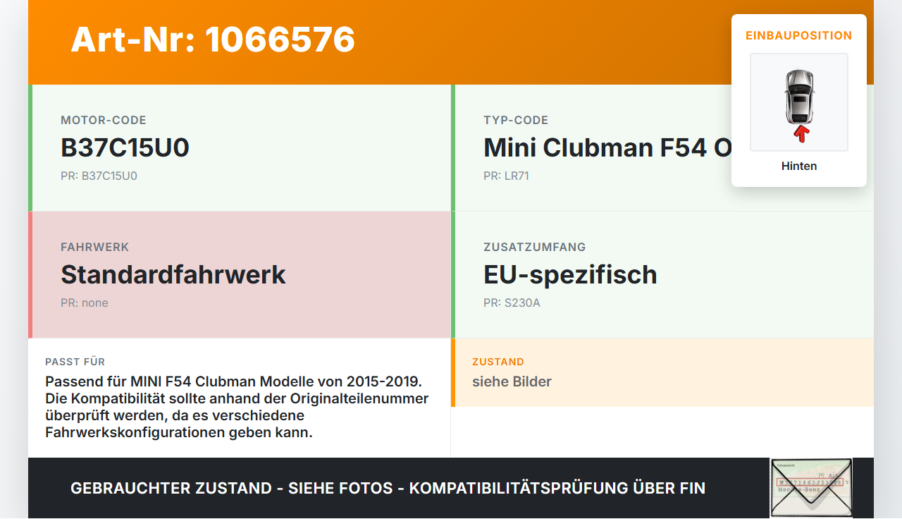 MINI F54  Clubman 15-19 Break Beide Feder Federn Hinten MINI F54  Clubman 15-19 19.05.2017 gebraucht Vorschau 3