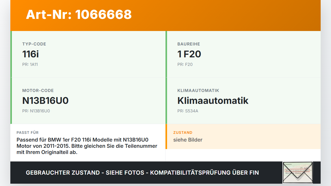 BMW 1er 116i F20 11-15 1,6 132KW Umwelzpumpe Zusatzwasserpumpe BMW 1er 116i F20 11-15 20.10.2011 18818211 gebraucht Vorschau 3