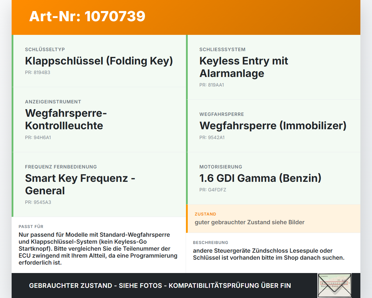 Hyundai I30 GD 12-17 GDI 1,6 99KW Wegfahrsperre ECU Steuergerät Immobilizer Hyundai I30 GD 12-17 25.06.2015... Vorschau 3