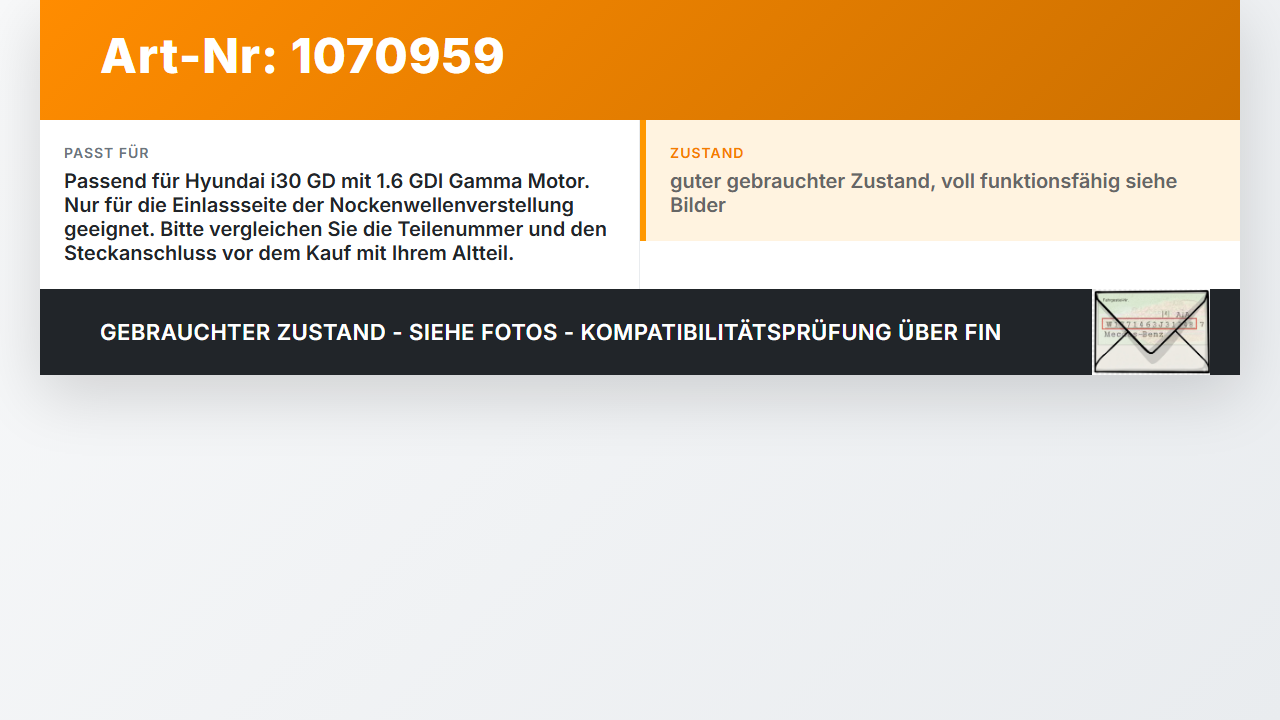Hyundai I30 GD 12-17 GDI 1,6 99KW G4FD Nockenwellenverstellung Verstellung für Nockenwelle Einlass Hyundai I30 GD... Vorschau 3