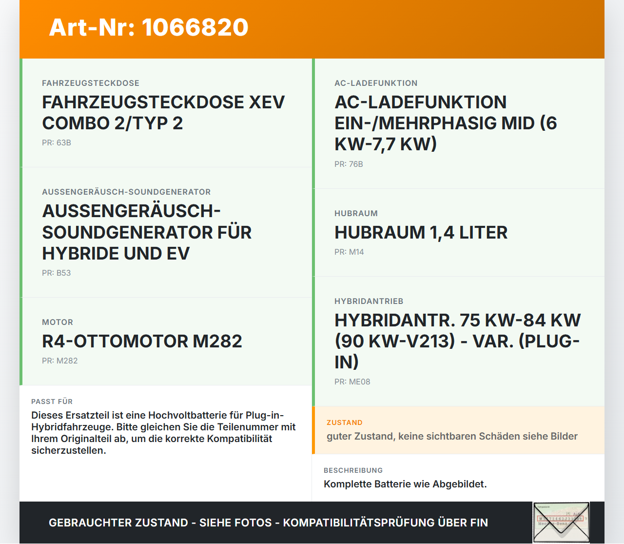 Mercedes W177 A250E 18-22 1,3 118KW HV Hybrid Hochvoltbatterie Batterie Batteriemodul Akku 7,8kWh Pos.2 Mercedes... Vorschau 3
