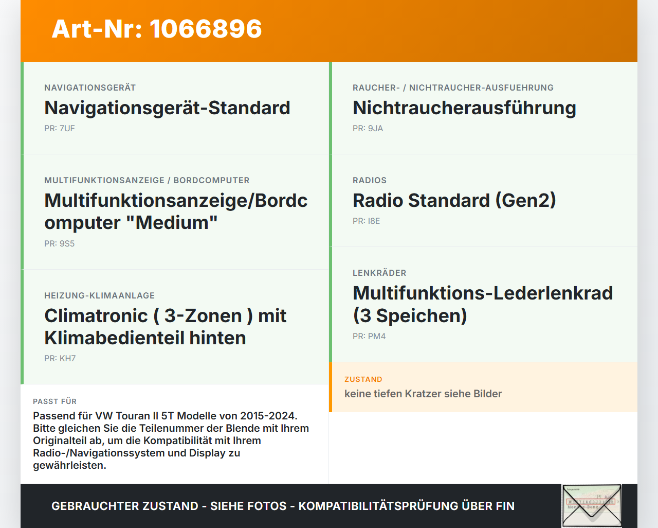 VW Touran II 5T 15-24 Blende Einbaurahmen Radioblende Display Verkleidung VW Touran II 5T 15-24 14.12.2015 gebraucht Vorschau 3