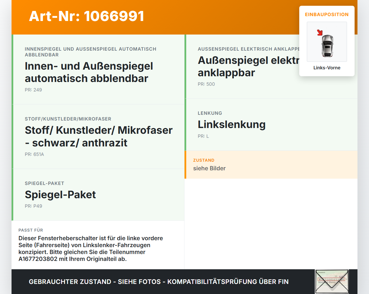 Mercedes W177 A250E 18-22 Lim Fensterheberschalter Links Vorne Mercedes W177 A250E 18-22 26.03.2021 A1679059803... Vorschau 3