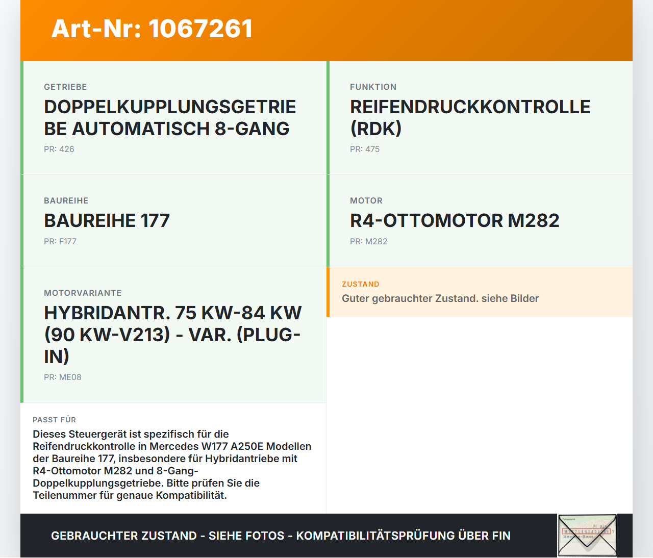 Mercedes W177 A250E 18-22 Steuergerät ECU Modul SG für Reifendruckkontrolle Mercedes W177 A250E 18-22 26.03.2021... Vorschau 3