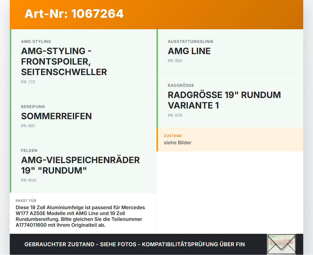 Mercedes W177 A250E 18-22 1 x Felge Aluminiumfelge 19 Zoll 5X112 Mercedes W177 A250E 18-22 26.03.2021 A1774011600... Vorschau 3