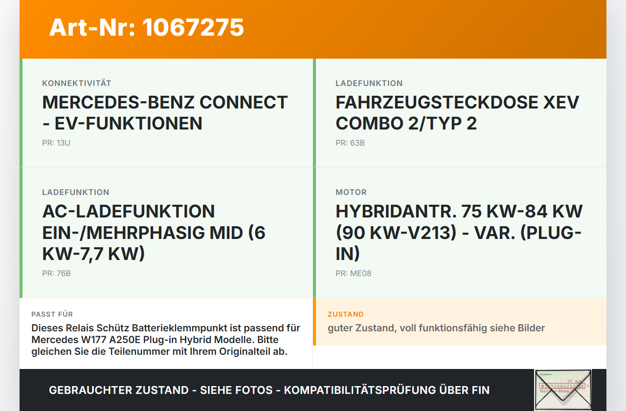 Mercedes W177 A250E 18-22 Relais Batterieklemmpunkt Mercedes W177 A250E 18-22 26.03.2021 gebraucht Vorschau 3