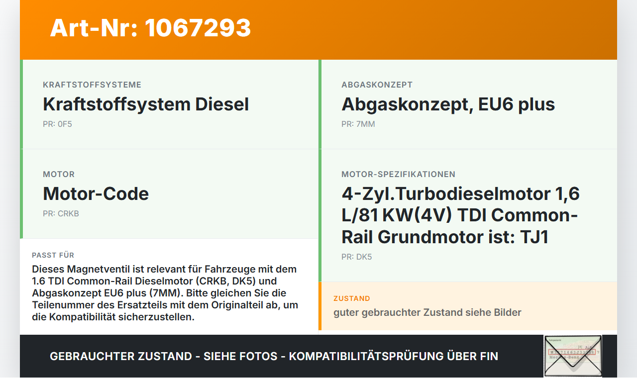 VW Touran II 5T 15-24 TDI 1,6 81KW CRKB Magnetventil Ölregelventil Nockenwellenverstellung Verstellung für... Vorschau 3