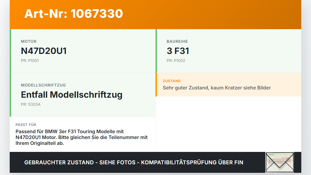 BMW F31 318d 12-15 2,0d 105KW N47D20U1 Abdeckung für Motor Deckel Motorabdeckung BMW F31 318d 12-15 28.02.2014... Vorschau 3