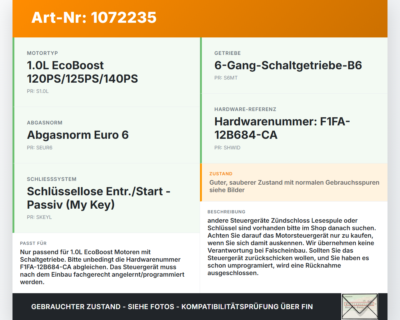 Ford C-Max II 15-19 1,0 92KW Steuergerät ECU für Motor Motorsteuergerät Ford C-Max II 15-19 09.01.2018... Vorschau 3