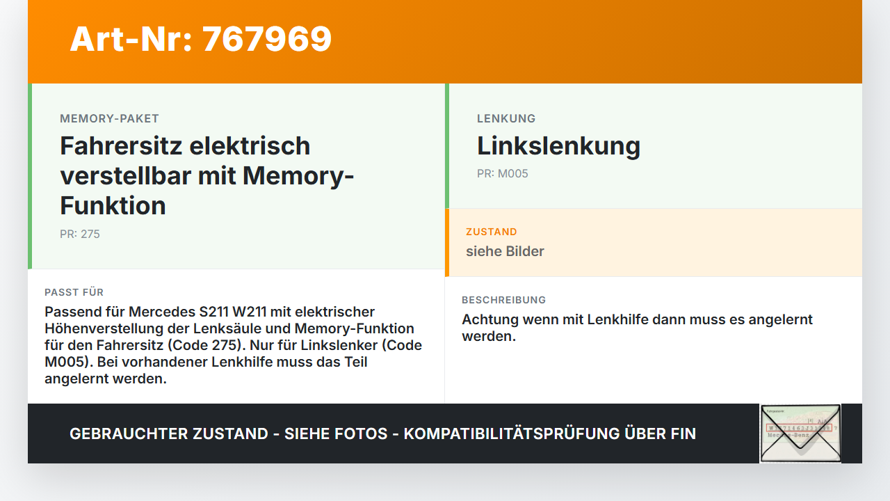 Mercedes S211 W211 E320 02-06 El. Höhenverstellung für Lenksäule Lenksäulenverriegelung Mercedes S211 W211 E320... Vorschau 3