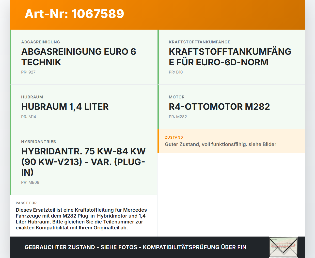 Mercedes W177 A250E 18-22 1,3 118KW Kraftstoffleitung Hochdruckleitung Benzinleitung Kraftstoffrohr Mercedes W177... Vorschau 3