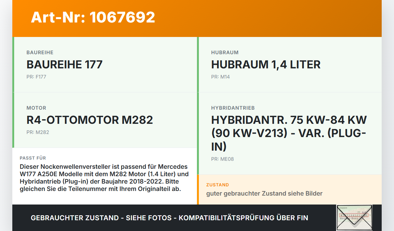 Mercedes W177 A250E 18-22 1,3 118KW 282914 Nockenwellenversteller Einlass Nockenwellenrad Mercedes W177 A250E 18-22... Vorschau 3
