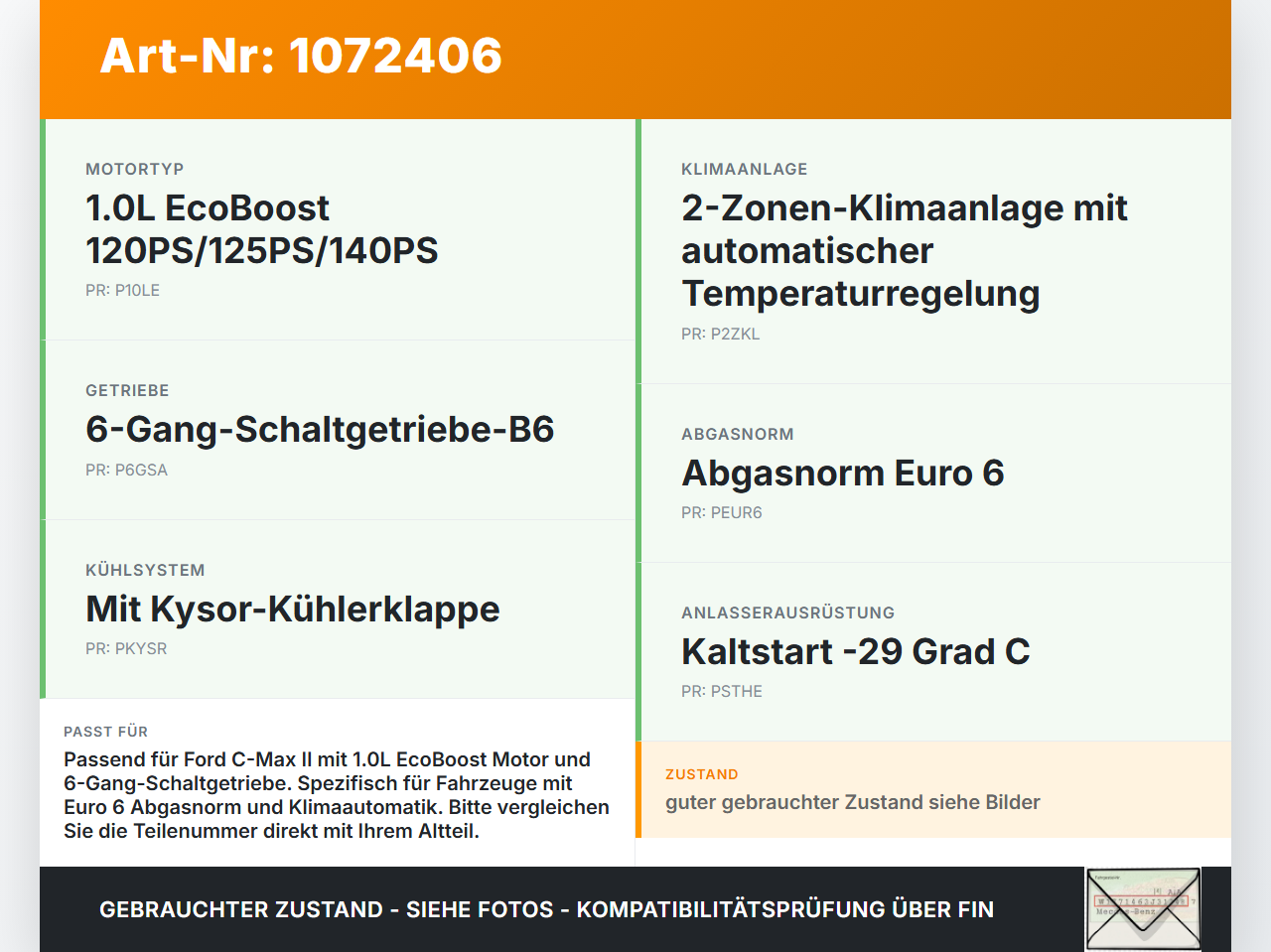 Ford C-Max II 15-19 1,0 92KW Kabelbaum Motorkabelbaum Leitungssatz für Motor Ford C-Max II 15-19 09.01.2018... Vorschau 3
