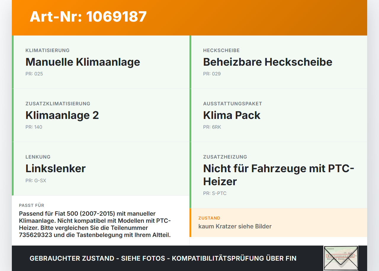 Fiat 500 07-15 Bedienteil Bedienelement Heizung Klimabedienteil Fiat 500 07-15 28.03.2018 735629323 MX237000-7530... Vorschau 3