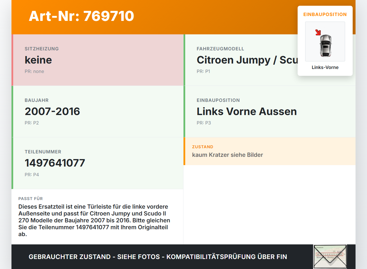 Citroen Jumpy Scudo II 270 07-16 Türleiste Links Vorne Aussen EZR Citroen Jumpy Scudo II 270 07-16 27.05.2015... Vorschau 3