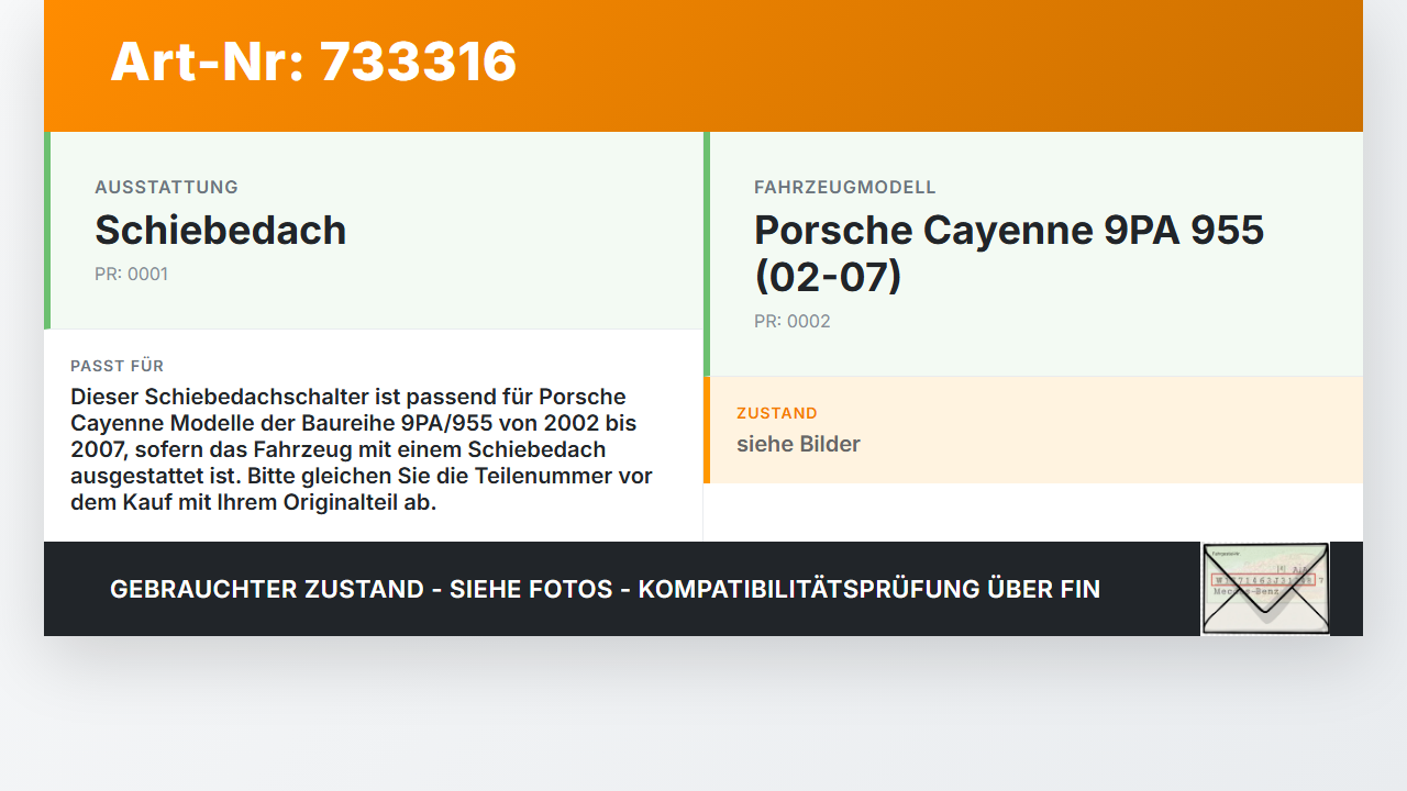 Porsche Cayenne 9PA 955 02-07 Schiebedachschalter Schalter Schiebedach Porsche Cayenne 9PA 955 02-07 21.10.2005... Vorschau 3