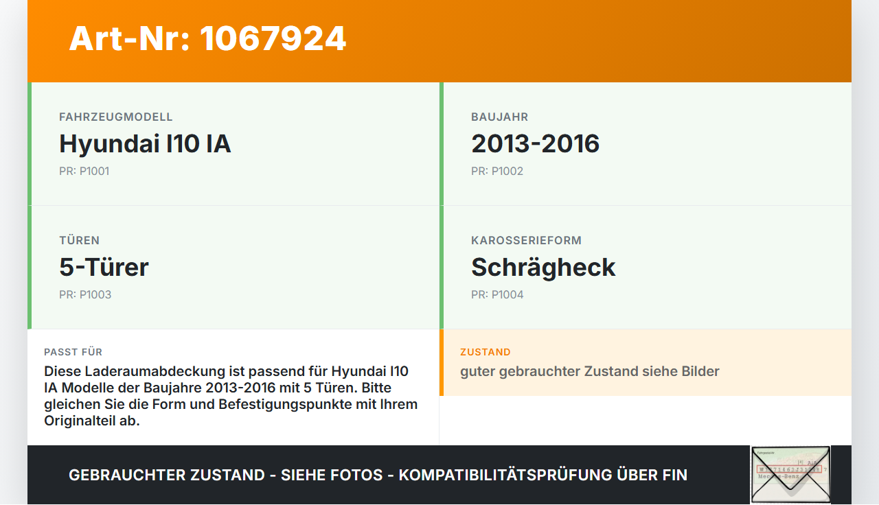 Hyundai I10 IA 13-16 5T Laderaumabdeckung Hutablage Heckablage Hyundai I10 IA 13-16 30.12.2015 gebraucht Vorschau 3