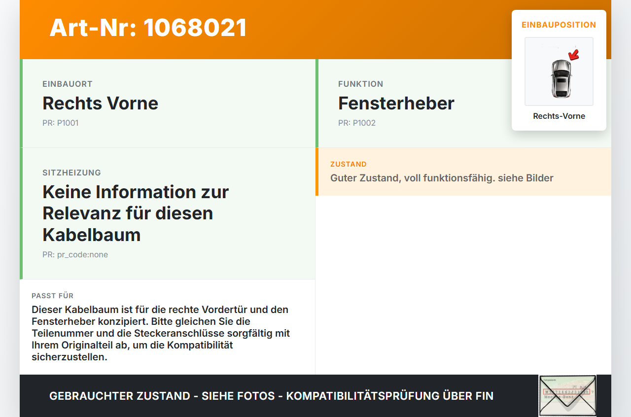 Hyundai I10 IA 13-16 5T Kabelbaum Tür Leitungssatz Kabelstrang Fensterheber Rechts Vorne Hyundai I10 IA 13-16... Vorschau 3