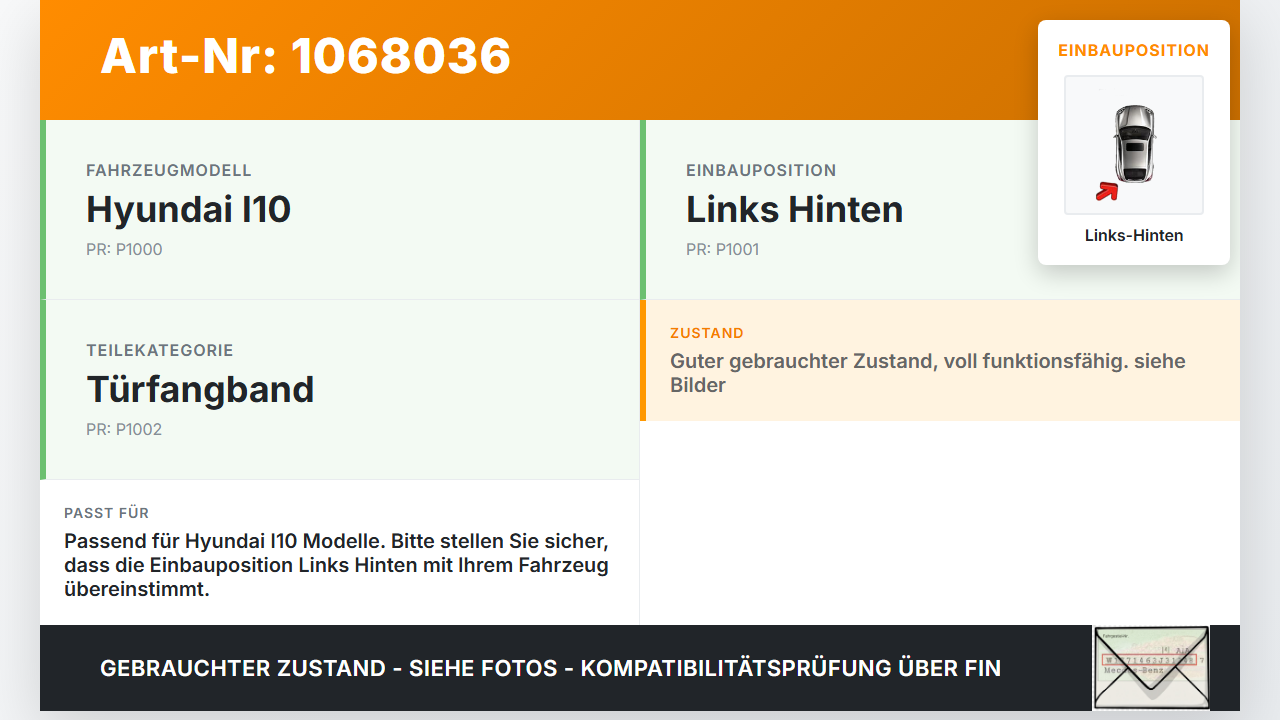 Hyundai I10 IA 13-16 5T Türfangband Türbremse Türanschlag Türfeststeller Links Hinten Hyundai I10 IA 13-16... Vorschau 3