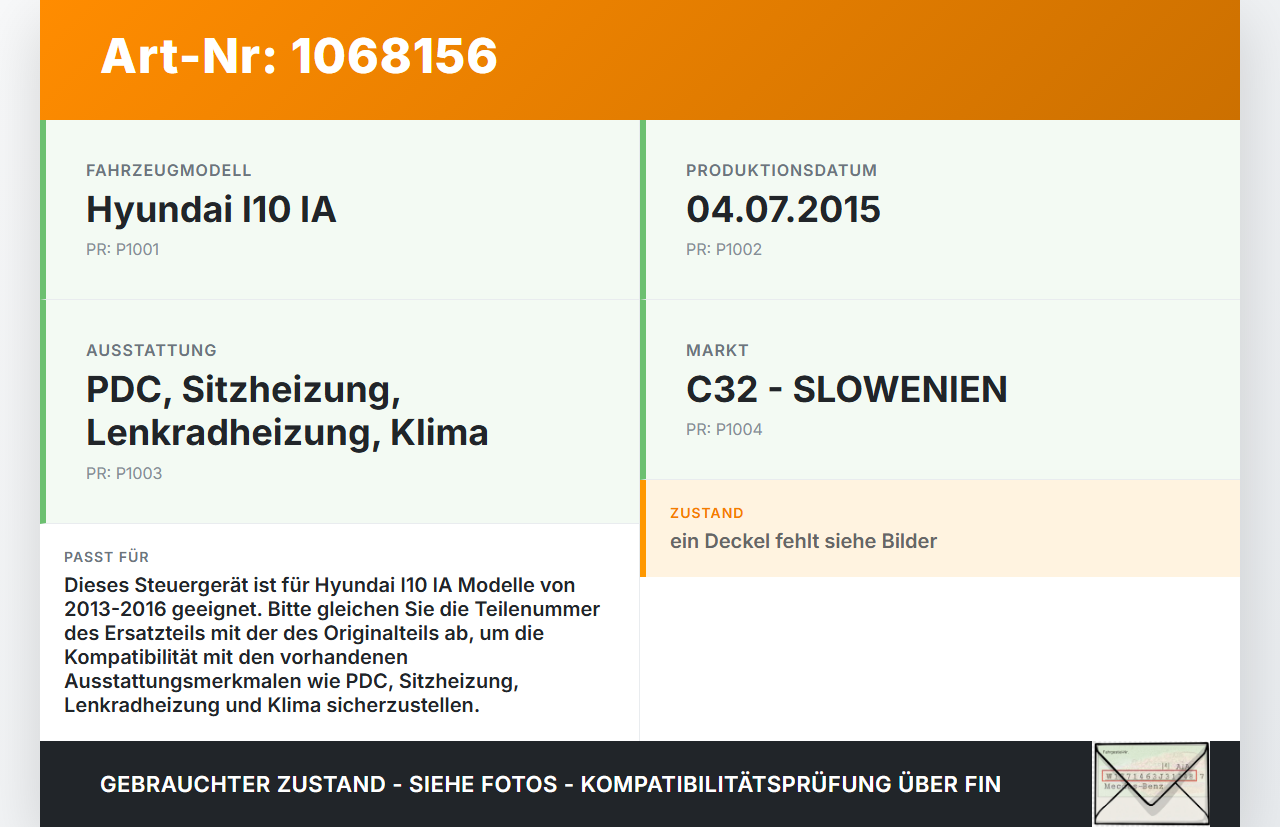 Hyundai I10 IA 13-16 Steuergerät ECU Modul SG BCM1 BCM Body Control Hyundai I10 IA 13-16 30.12.2015 95400-B9000... Vorschau 3