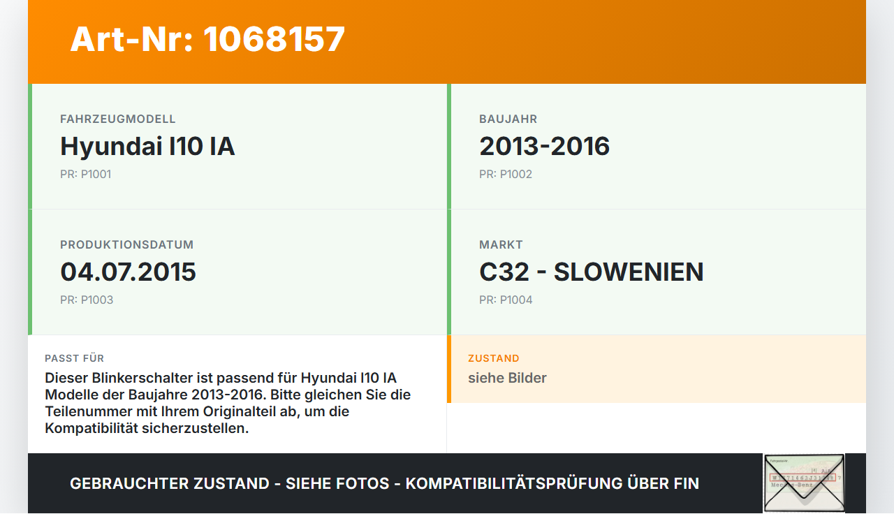 Hyundai I10 IA 13-16 Blinkerschalter Lenkstockschalter Blinker Hyundai I10 IA 13-16 30.12.2015 gebraucht Vorschau 3