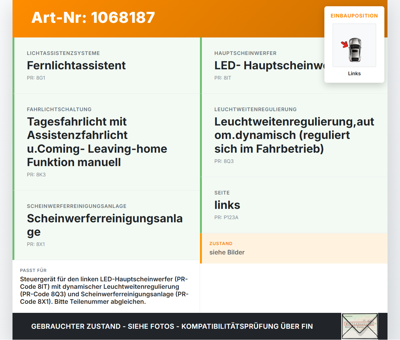 VW Golf VII 7 5G 17-20 Steuergerät ECU Modul Platine für Scheinwerfer Links VW Golf VII 7 5G 17-20 22.11.2019... Vorschau 3