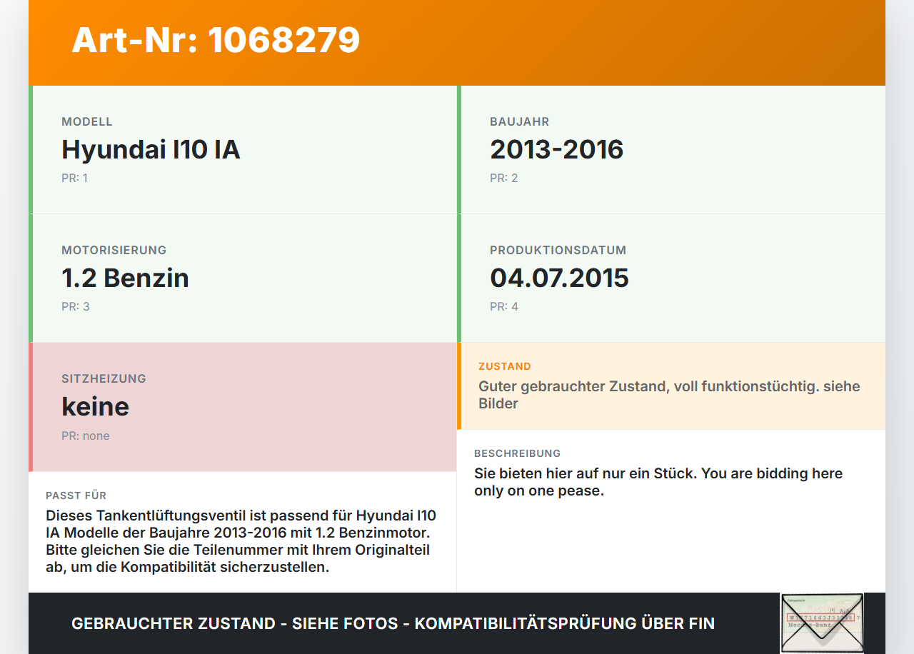 Hyundai I10 IA 13-16 1,2 64KW Tankentlüftungsventil Ventil Kraftstoffdampf EVAP Hyundai I10 IA 13-16 30.12.2015... Vorschau 3