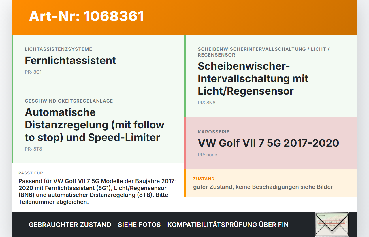 VW Golf VII 7 5G 17-20 TSI 1,5 110KW Kamera Fenlichtassistent Sensor VW Golf VII 7 5G 17-20 22.11.2019 345-1520... Vorschau 3