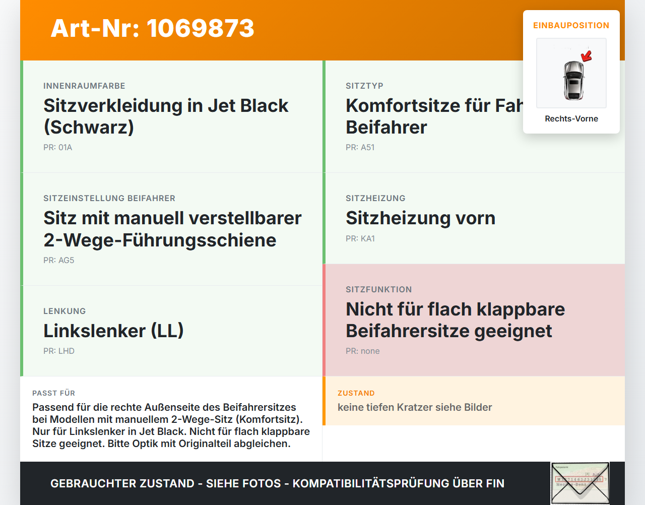 Opel Zafira Tourer P12 16-19 Mehrzweckfahrzeug Abdeckung Blende für Sitz Beifahrersitz Rechts Vorne Opel Zafira... Vorschau 3
