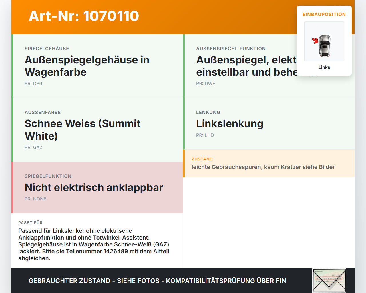 Opel Zafira Tourer P12 16-19 Spiegel Aussenspiegel Links GAZ Opel Zafira Tourer P12 16-19 20.12.2016 K16029-200... Vorschau 3