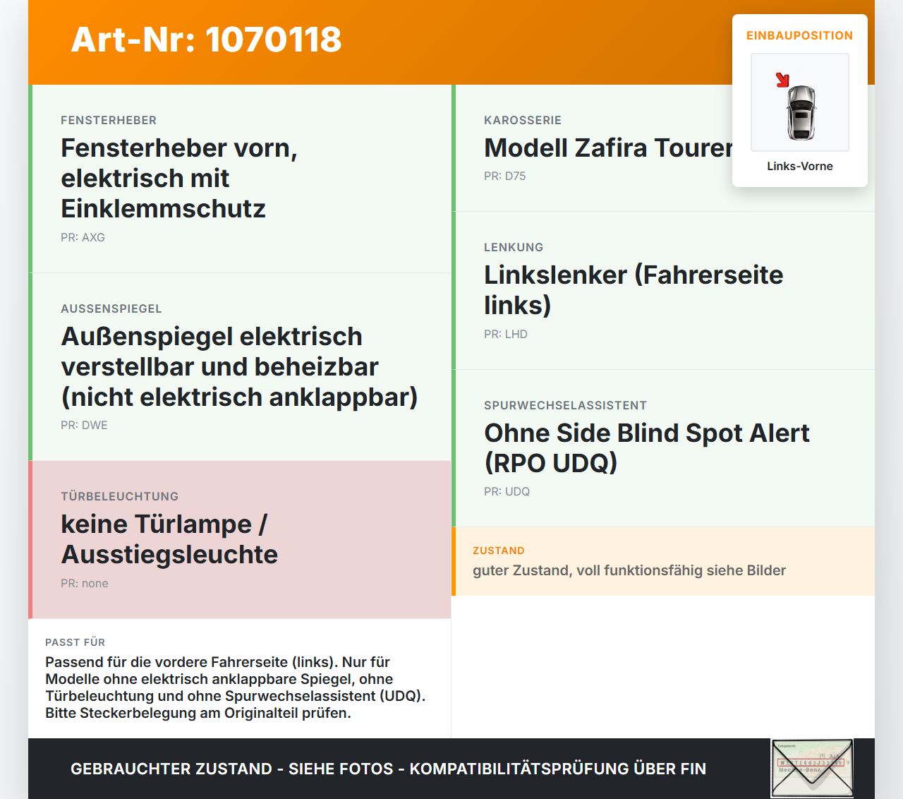Opel Zafira Tourer P12 16-19 Mehrzweckfahrzeug Kabelbaum Tür und Fensterheber Links Vorne Opel Zafira Tourer P12... Vorschau 3